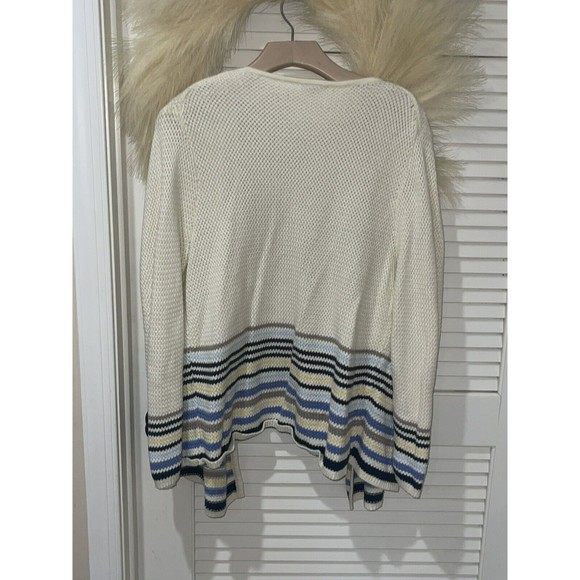 J Jill Women's Long Sleeve Knit Open Front Cardigan Sweater Striped Size XL - Picture 4 of 8